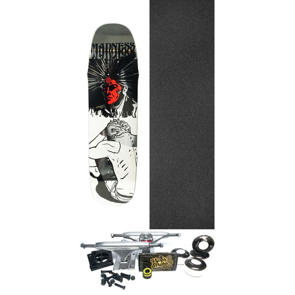 Madness Skateboards Breakdown Silver Skateboard Deck Resin-7 - 8.5" x 31.9" - Complete Skateboard Bundle